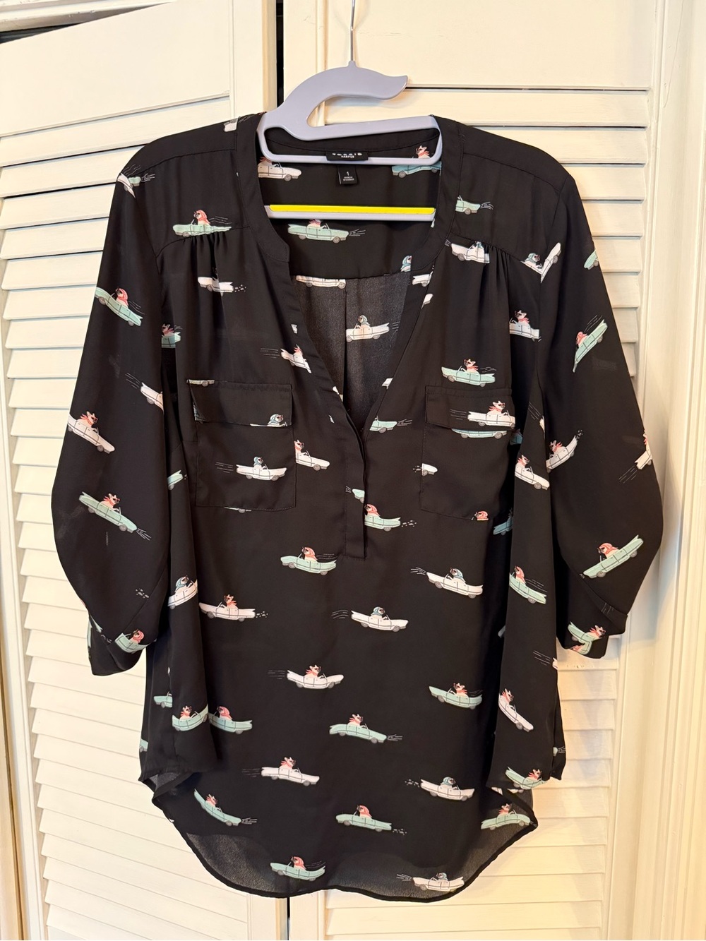 torrid Black V-Neck Tunic with Pugs and Mint & White Boat Print